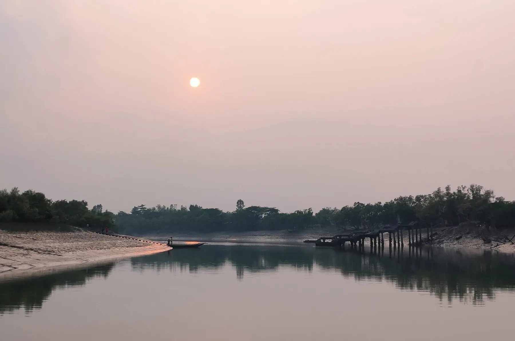 Sunset reflected in a quiet river